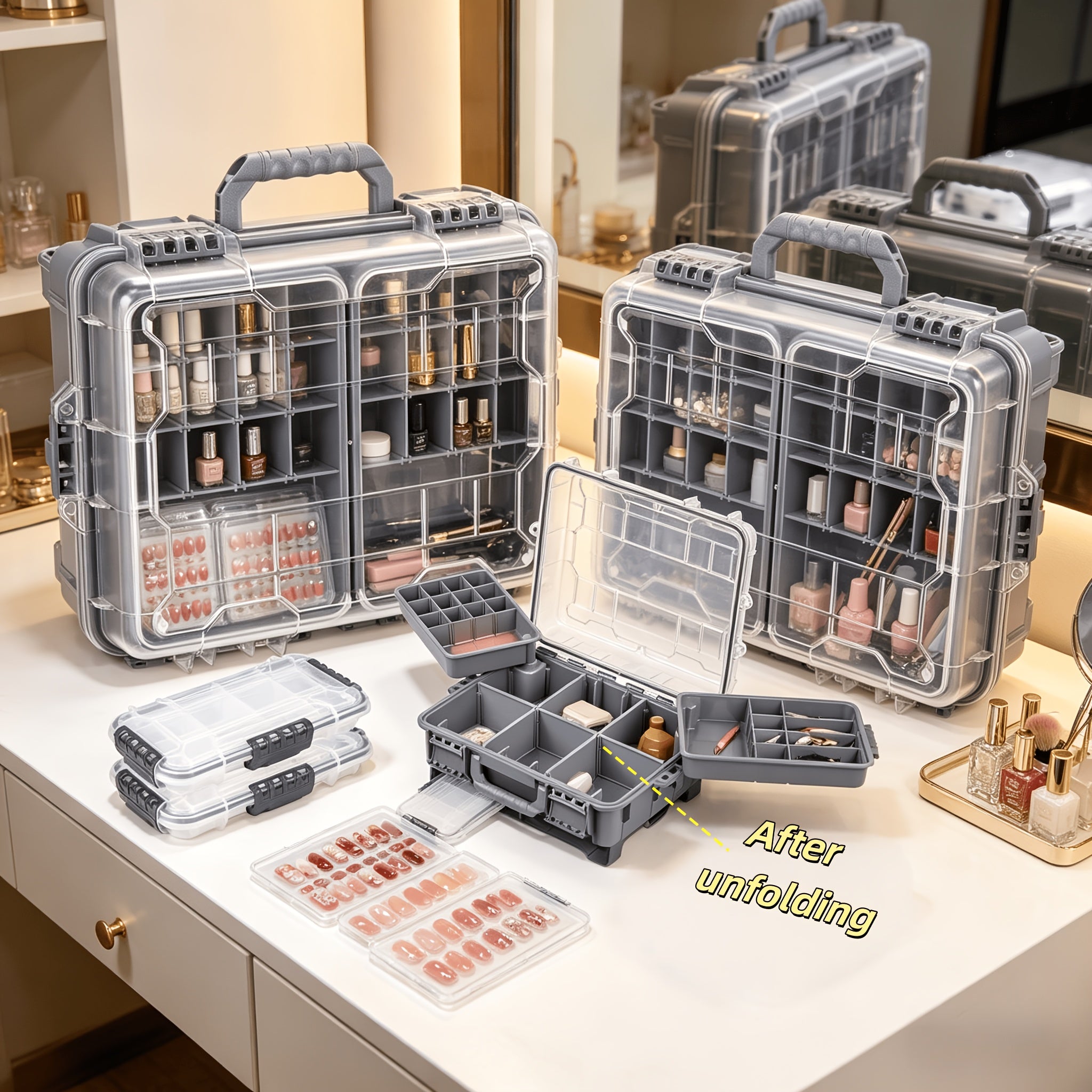 Multi-Layer Drawer Cosmetic Storage Box, Desktop Jewelry Organizer with Divided Compartments. Ideal for Makeup Storage, Vanity, Bathroom And Sundries Organization, Practical Beauty Sorting Essential for Daily Home Use