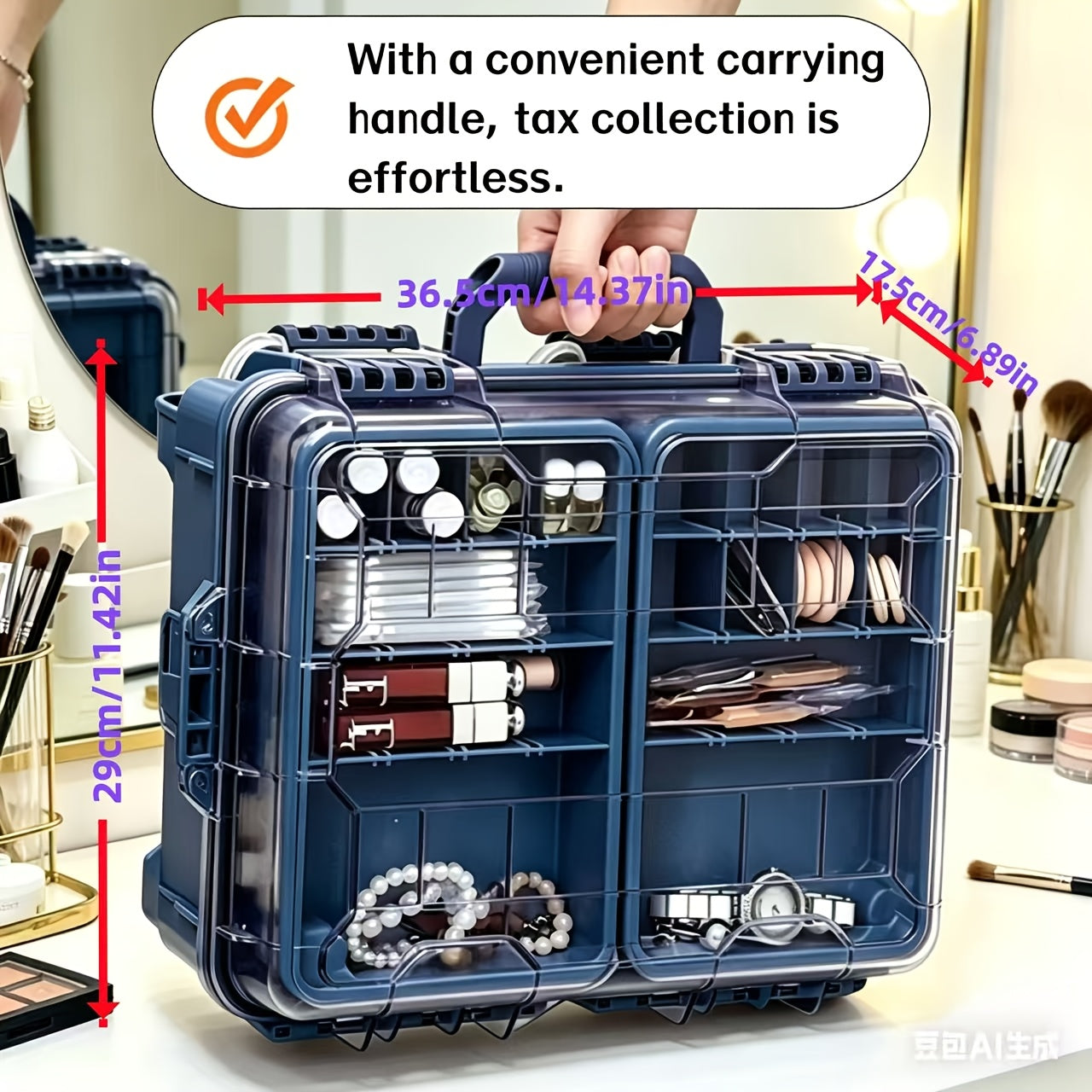A Portable Multi-layered Cosmetic Organizer In Powder, Blue, And Gray With Separable Compartments-ideal For Home Vanity Stations Or Skincare Collection. This Smart Beauty Storage Solution Features Transparent Lids That Keep Contents Dust-free