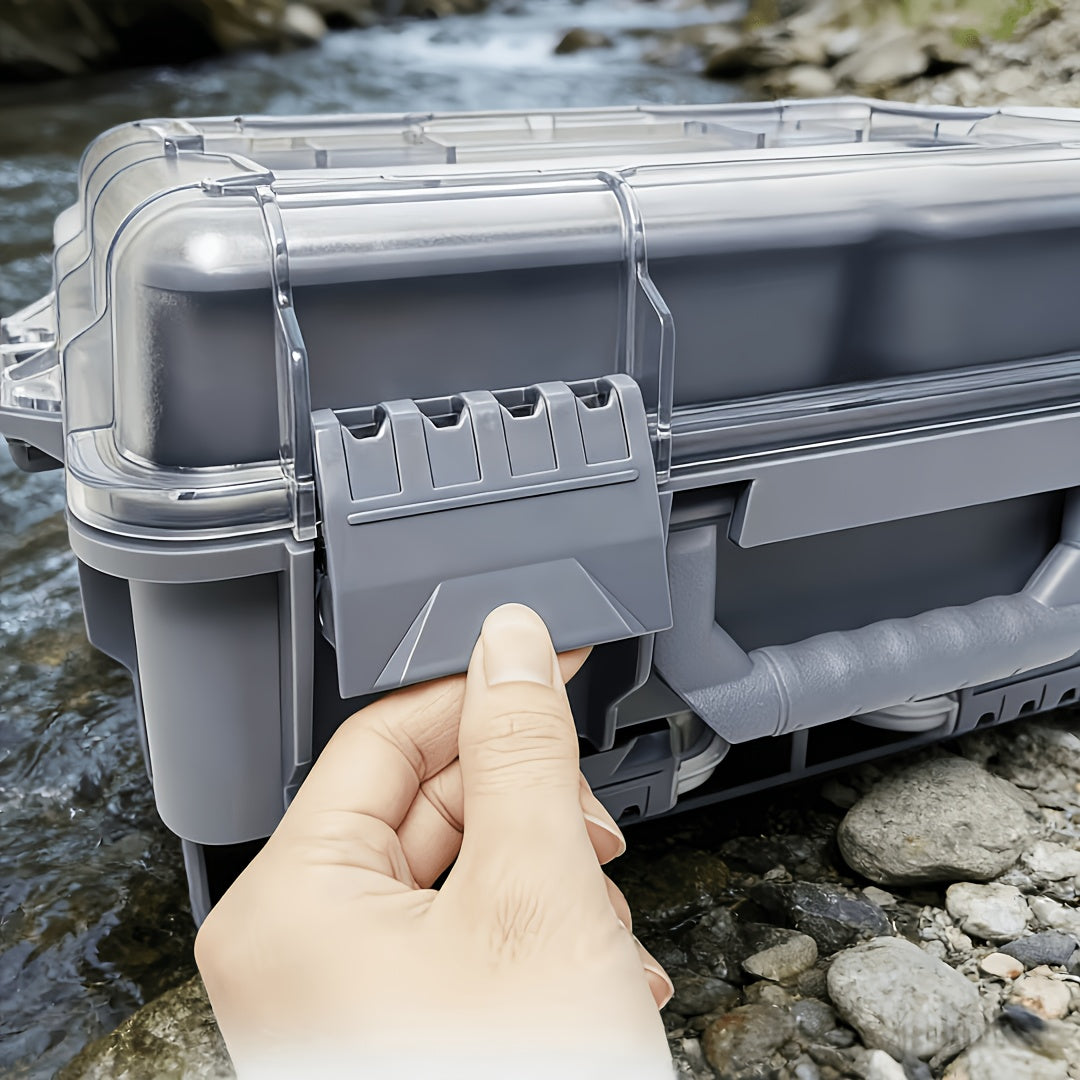 Large Capacity Multi-Layer Fishing Tackle Box with Adjustable Dividers, Portable Airtight Fishing Gear Organizer with Handle, Hard Shell Storage Case for Lures, Hooks And Accessories, Perfect for Outdoor Fishing And Travel