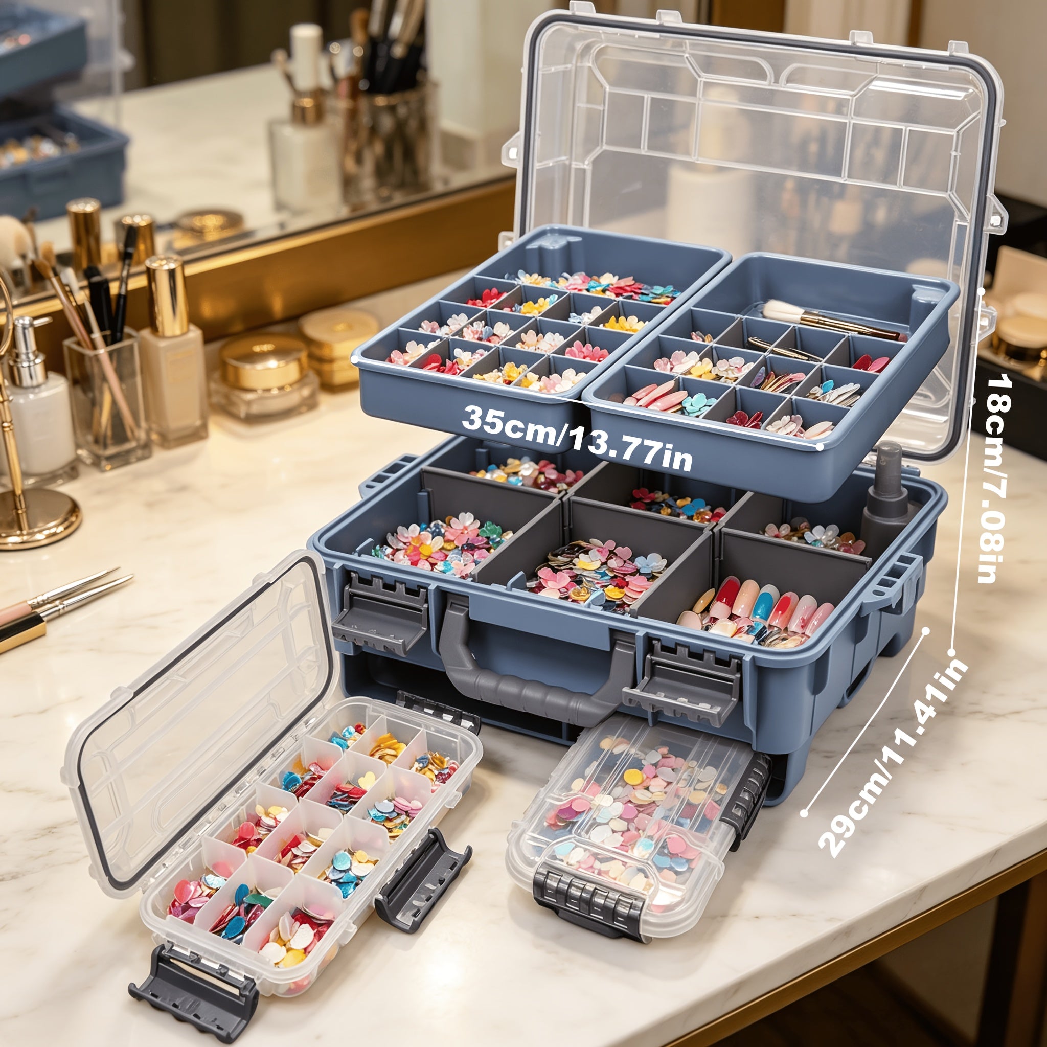 Multi-Layer Drawer Cosmetic Storage Box, Desktop Jewelry Organizer with Divided Compartments. Ideal for Makeup Storage, Vanity, Bathroom And Sundries Organization, Practical Beauty Sorting Essential for Daily Home Use