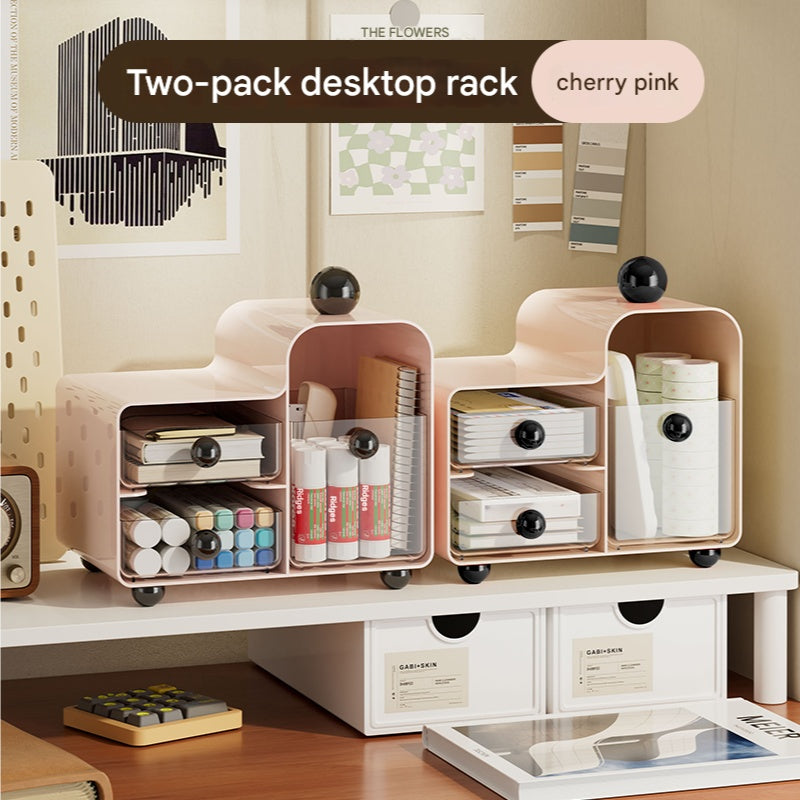 Modern Minimalist Desktop Storage Box Organizer with Rounded Edges & Smooth Pull-Out Trays - Lightweight Plastic Drawer-Style Desk Tray for Stationery, Makeup, Desk & Drawer Organizer for Home Storage