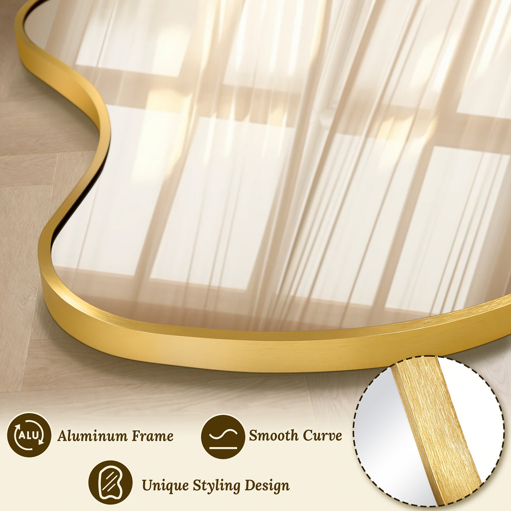 Irregular Beta Metal Wall Mounted Makeup Mirror, Modern Vanity Mirror for Bathroom Bedroom