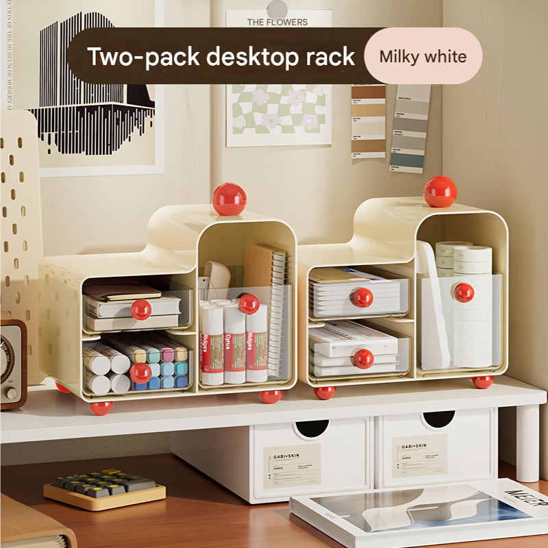 Modern Minimalist Desktop Storage Box Organizer with Rounded Edges & Smooth Pull-Out Trays - Lightweight Plastic Drawer-Style Desk Tray for Stationery, Makeup, Desk & Drawer Organizer for Home Storage