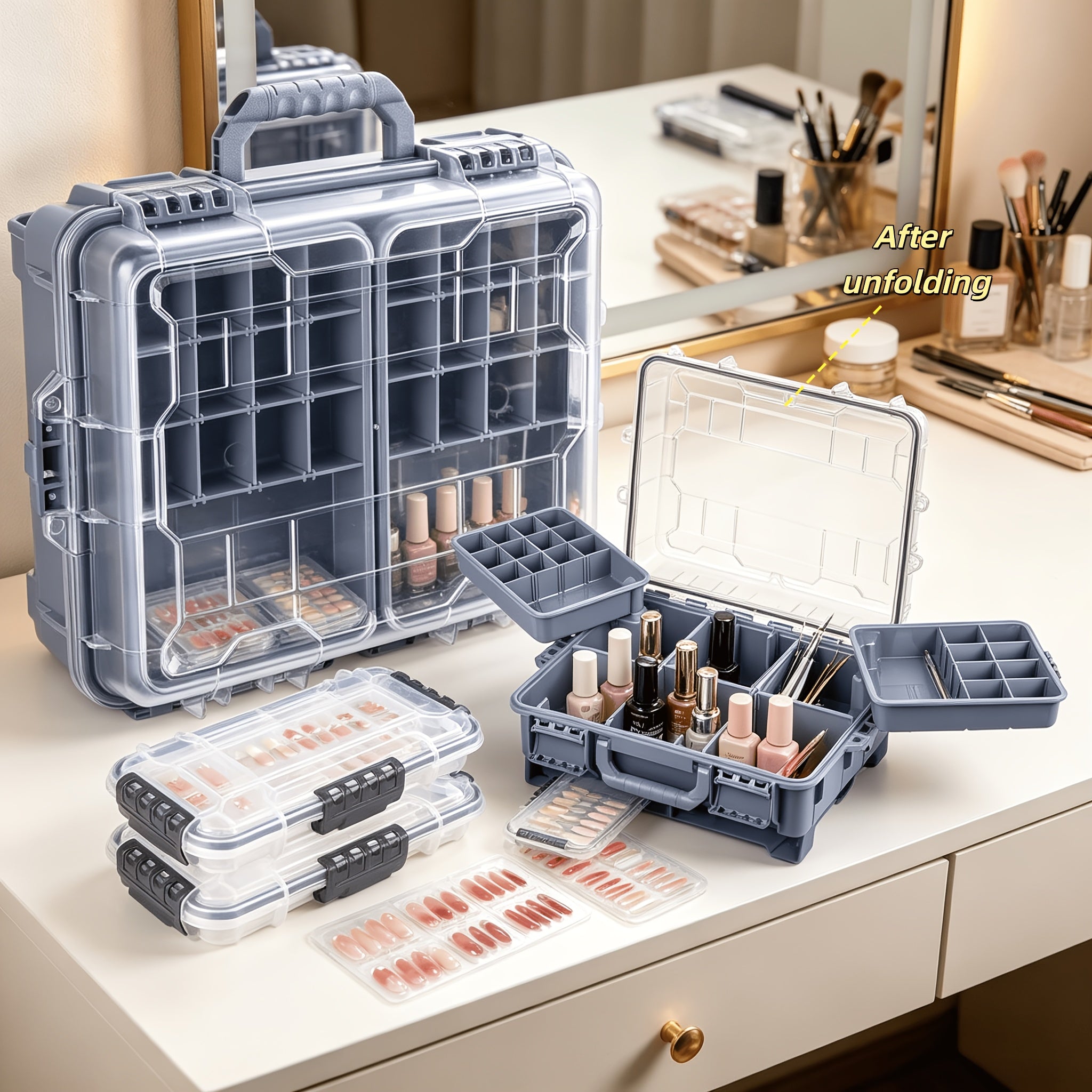 Multi-Layer Drawer Cosmetic Storage Box, Desktop Jewelry Organizer with Divided Compartments. Ideal for Makeup Storage, Vanity, Bathroom And Sundries Organization, Practical Beauty Sorting Essential for Daily Home Use