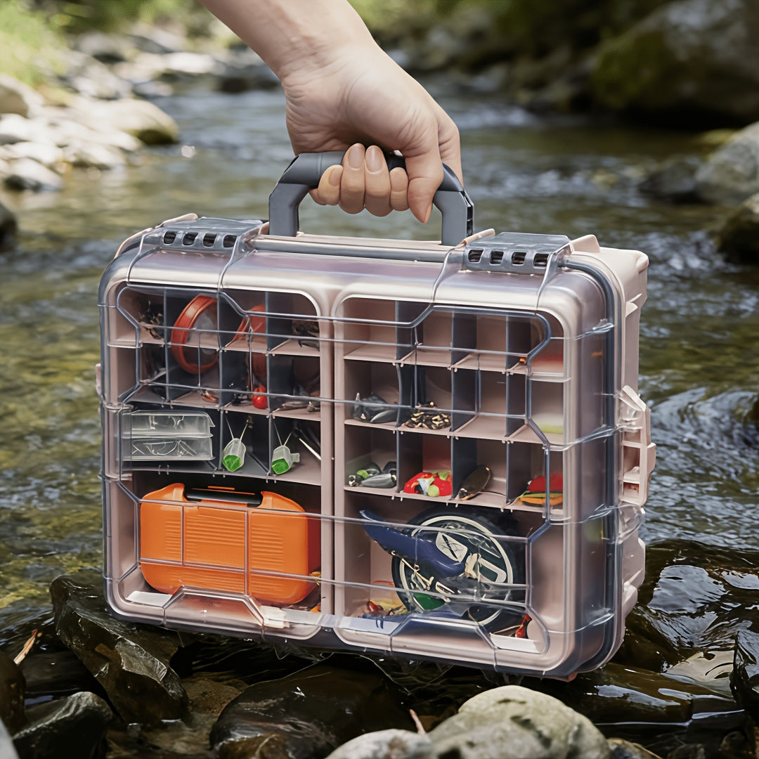 Large Capacity Multi-Layer Fishing Tackle Box with Adjustable Dividers, Portable Airtight Fishing Gear Organizer with Handle, Hard Shell Storage Case for Lures, Hooks And Accessories, Perfect for Outdoor Fishing And Travel