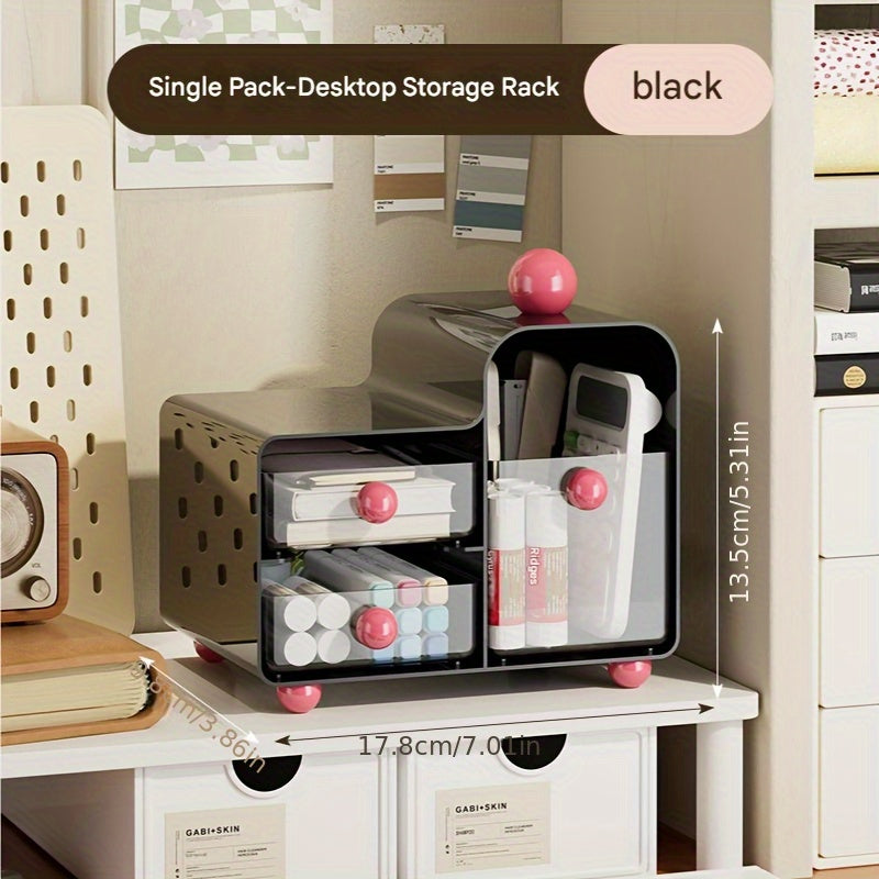 Modern Minimalist Desktop Storage Box Organizer with Rounded Edges & Smooth Pull-Out Trays - Lightweight Plastic Drawer-Style Desk Tray for Stationery, Makeup, Desk & Drawer Organizer for Home Storage