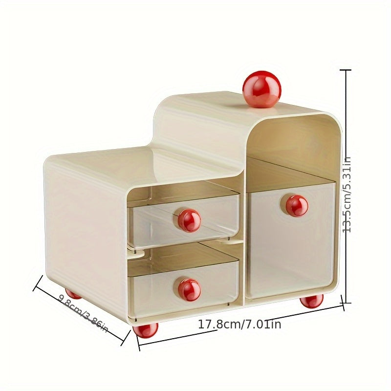 Modern Minimalist Desktop Storage Box Organizer with Rounded Edges & Smooth Pull-Out Trays - Lightweight Plastic Drawer-Style Desk Tray for Stationery, Makeup, Desk & Drawer Organizer for Home Storage