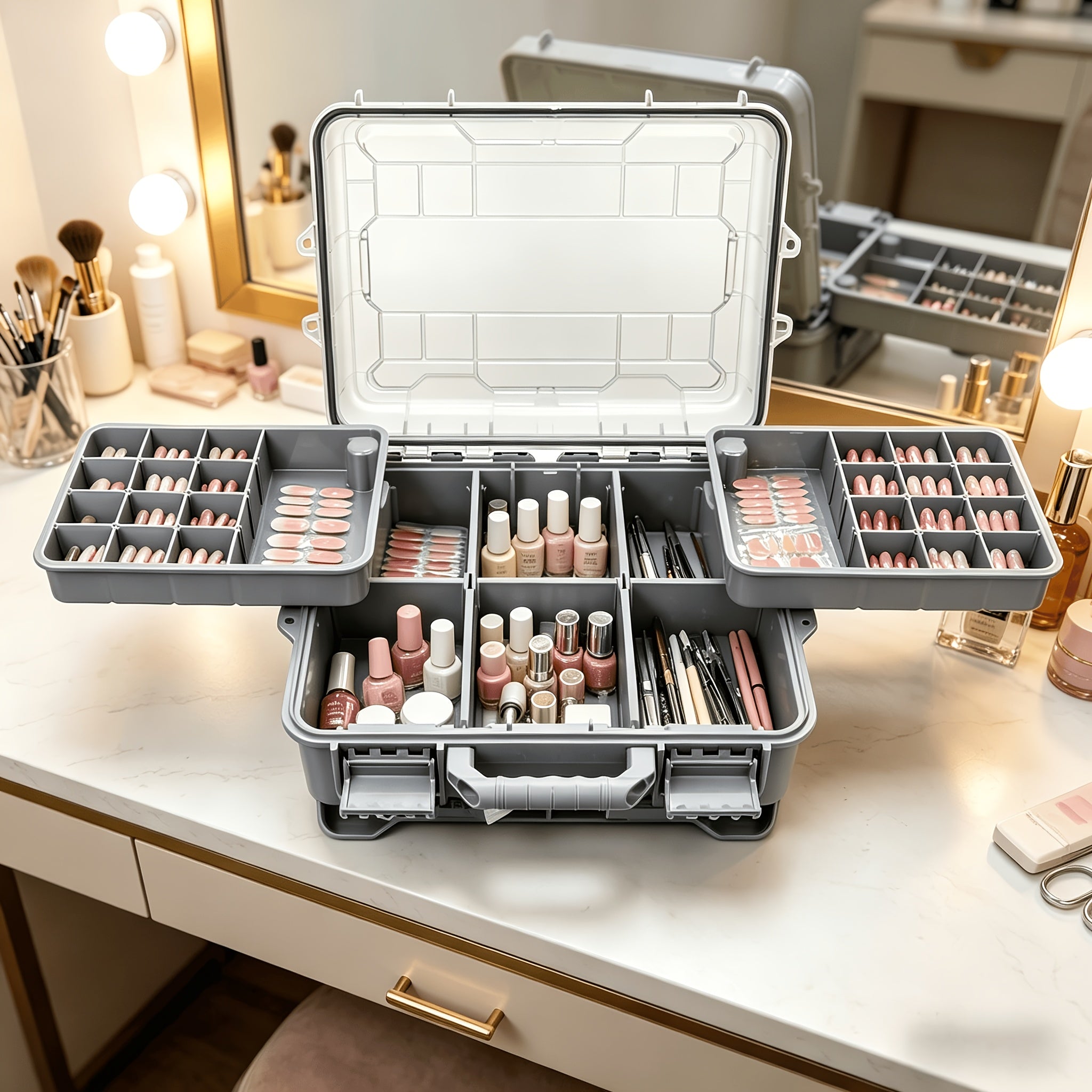 Multi-Layer Drawer Cosmetic Storage Box, Desktop Jewelry Organizer with Divided Compartments. Ideal for Makeup Storage, Vanity, Bathroom And Sundries Organization, Practical Beauty Sorting Essential for Daily Home Use