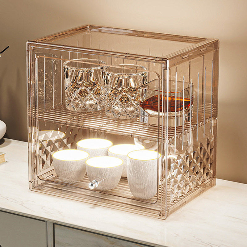 Dustproof Cup Storage Rack for Water Cups Tea Cups Coffee Mugs and Tea Sets, Multifunctional Desktop Organizer for Cosmetics Skin Care Products and Household Sundries Storage Box