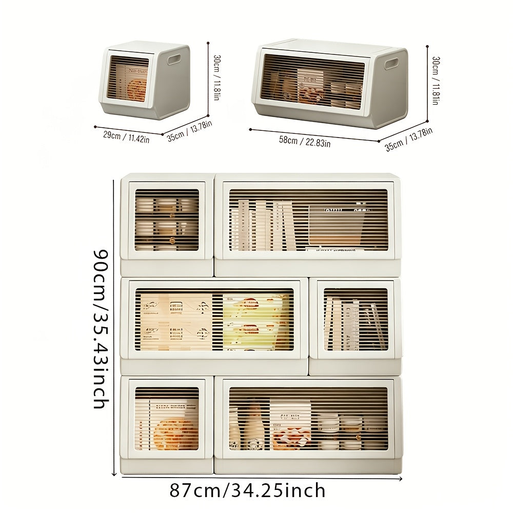 Modular Plastic Storage Cabinet with Detachable Boxes - Large Capacity Flip-Top Suitable for Living Room, Kitchen, Entryway | Freely Combinable Stackable Shelf System, Sturdy Durable for, Study, Multi- Use