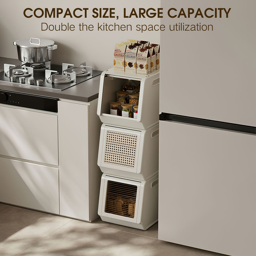 Modular Plastic Storage Cabinet with Detachable Boxes - Large Capacity Flip-Top Suitable for Living Room, Kitchen, Entryway | Freely Combinable Stackable Shelf System, Sturdy Durable for, Study, Multi- Use
