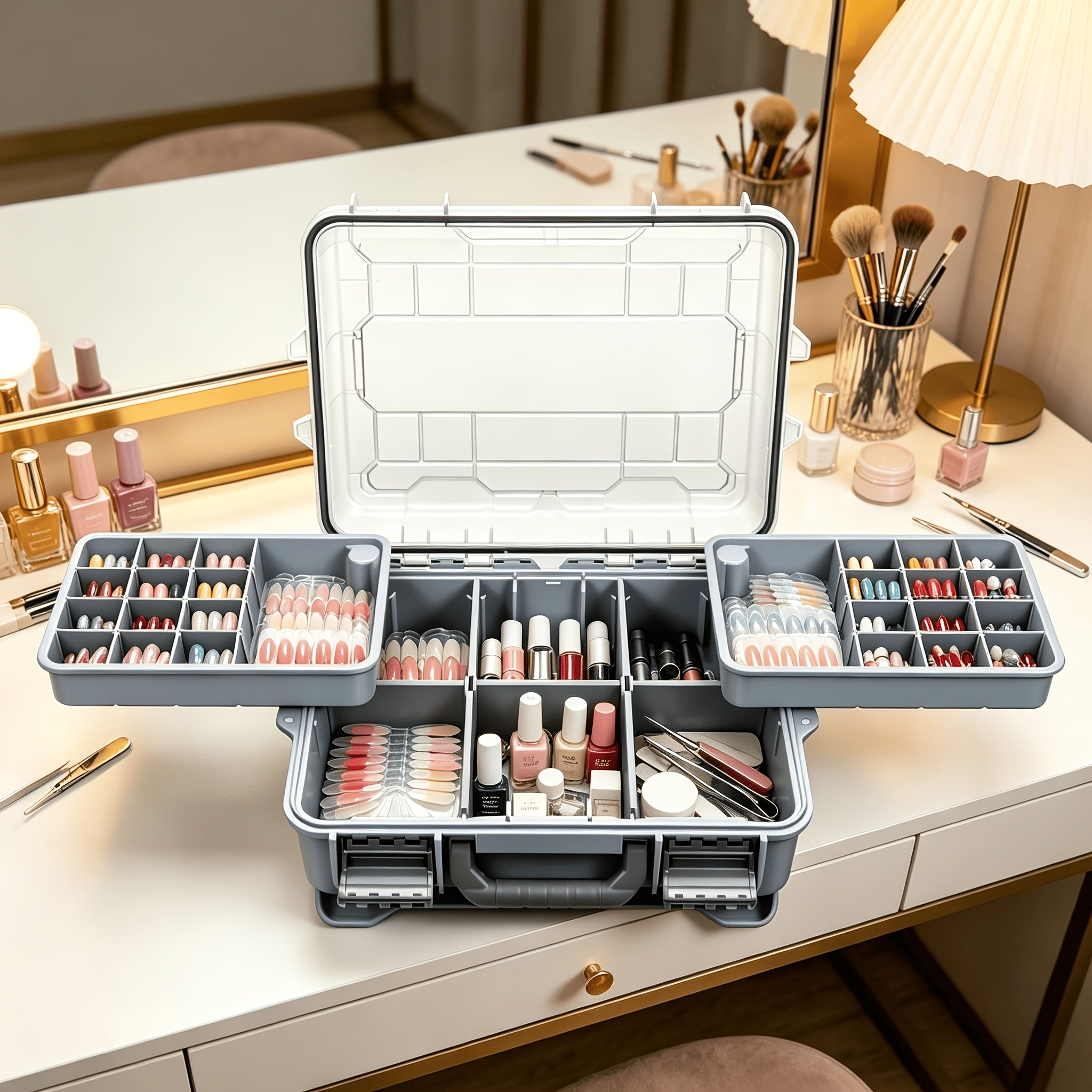 Multi-Layer Drawer Cosmetic Storage Box, Desktop Jewelry Organizer with Divided Compartments. Ideal for Makeup Storage, Vanity, Bathroom And Sundries Organization, Practical Beauty Sorting Essential for Daily Home Use