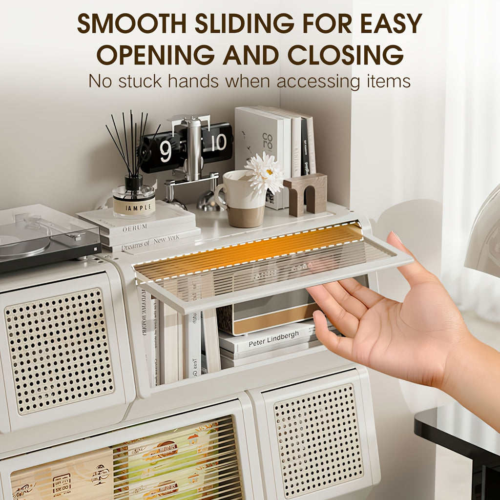 Modular Plastic Storage Cabinet with Detachable Boxes - Large Capacity Flip-Top Suitable for Living Room, Kitchen, Entryway | Freely Combinable Stackable Shelf System, Sturdy Durable for, Study, Multi- Use