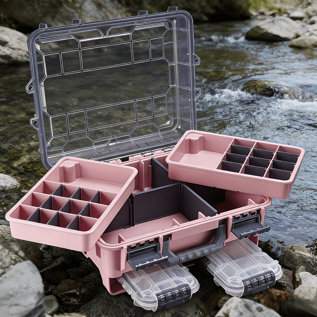 Large Capacity Multi-Layer Fishing Tackle Box with Adjustable Dividers, Portable Airtight Fishing Gear Organizer with Handle, Hard Shell Storage Case for Lures, Hooks And Accessories, Perfect for Outdoor Fishing And Travel