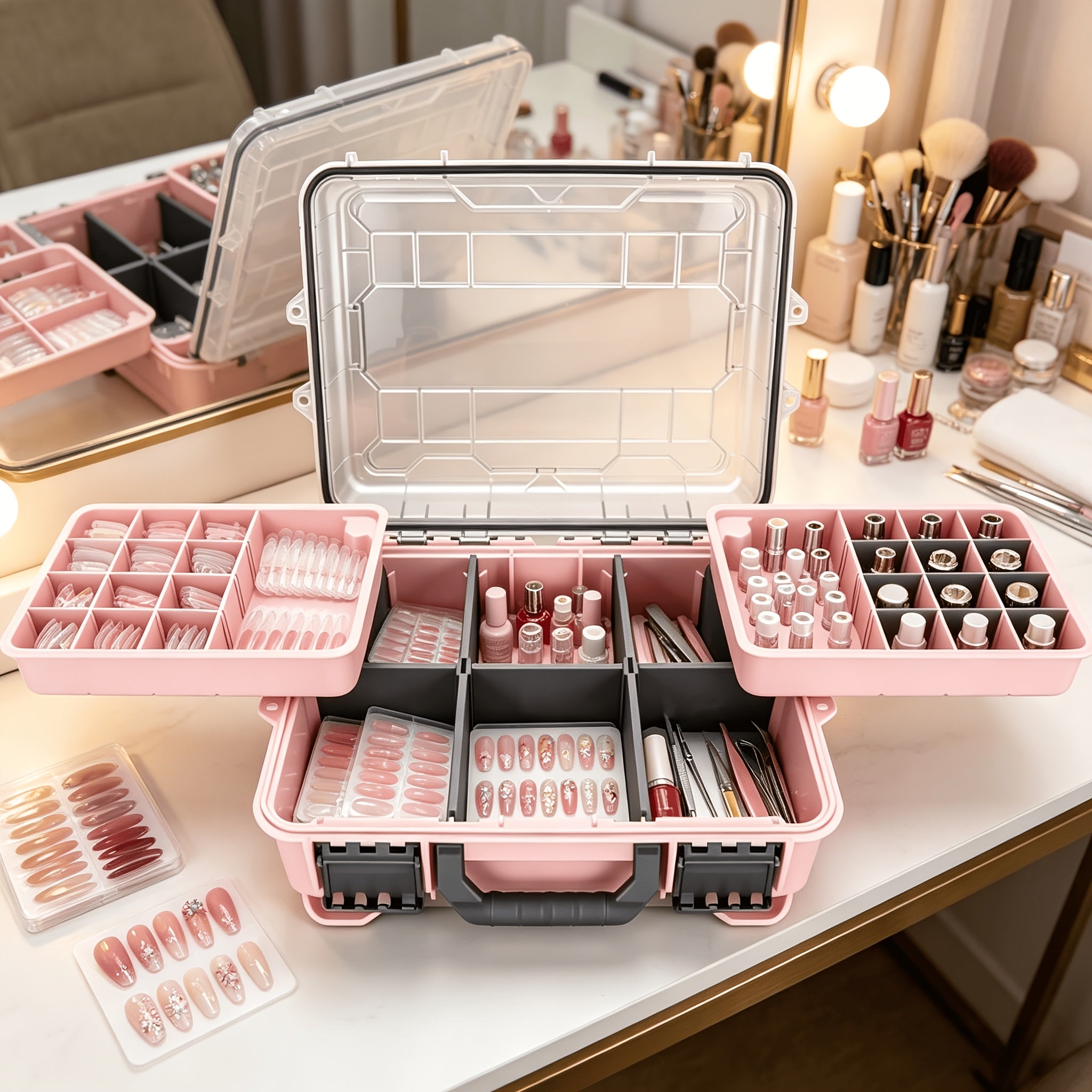 Multi-Layer Drawer Cosmetic Storage Box, Desktop Jewelry Organizer with Divided Compartments. Ideal for Makeup Storage, Vanity, Bathroom And Sundries Organization, Practical Beauty Sorting Essential for Daily Home Use