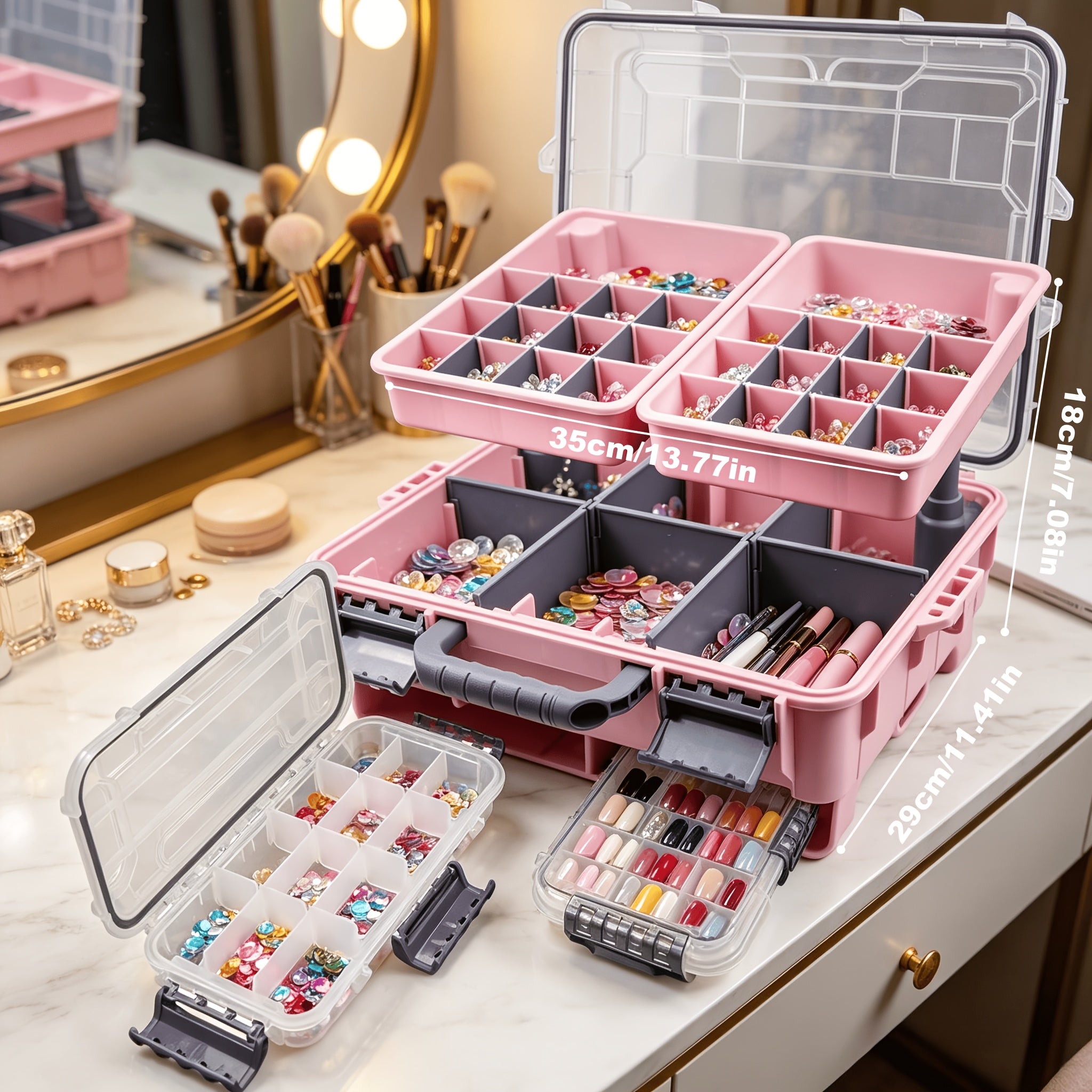 Multi-Layer Drawer Cosmetic Storage Box, Desktop Jewelry Organizer with Divided Compartments. Ideal for Makeup Storage, Vanity, Bathroom And Sundries Organization, Practical Beauty Sorting Essential for Daily Home Use